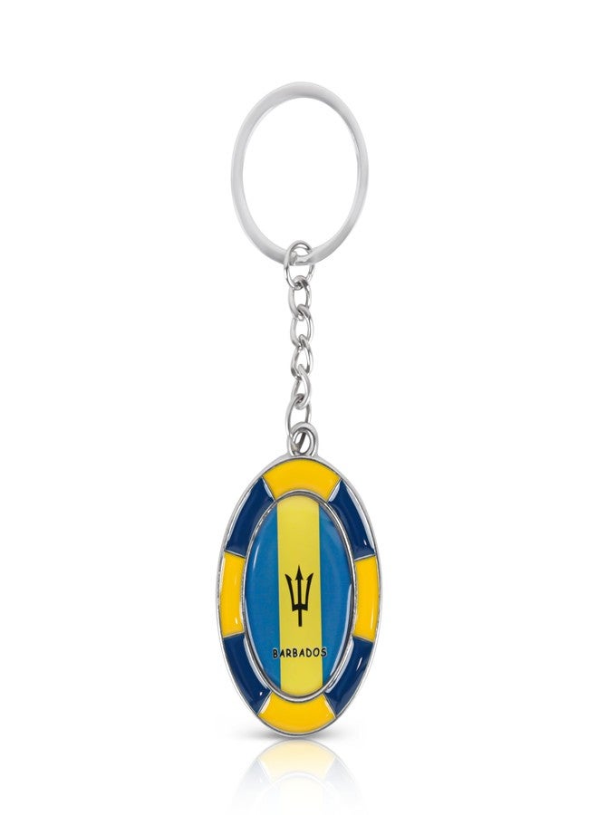 SandT Collection Barbados Flag Oval Keyring Keychain - Image 1