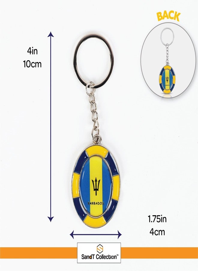 SandT Collection Barbados Flag Oval Keyring Keychain - Image 5