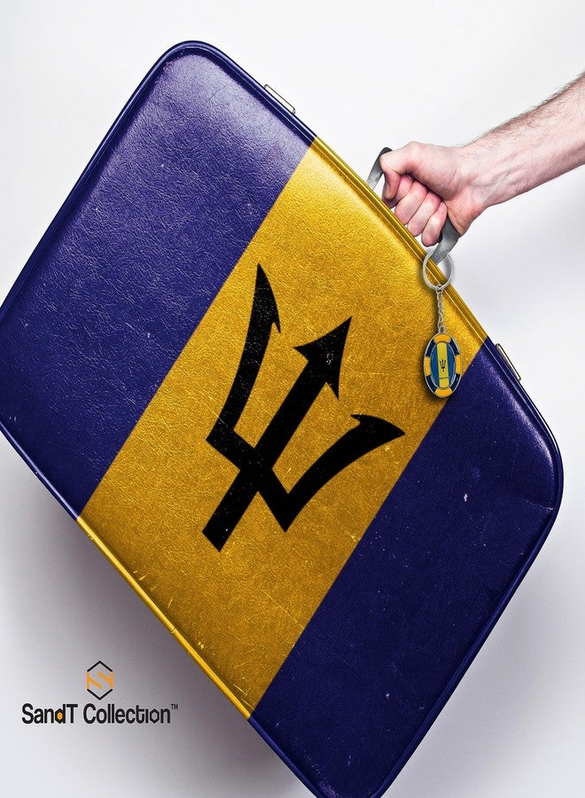 SandT Collection Barbados Flag Oval Keyring Keychain - Image 3