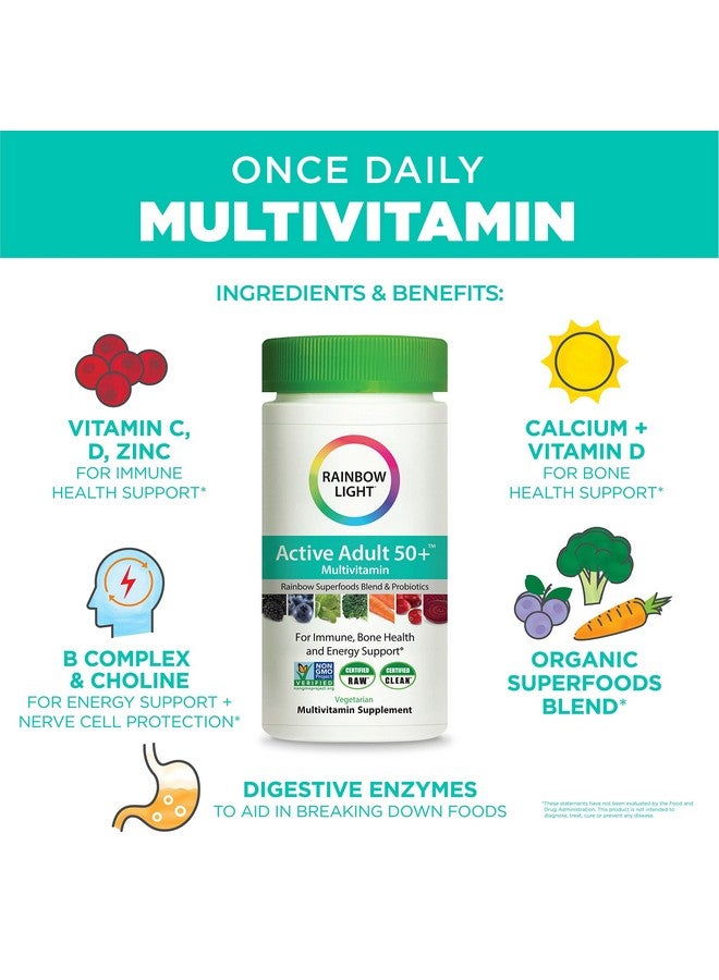 Rainbow Light Adult Multivitamin, Vitamins C & Zinc, B Complex & Choline, Calcium & Vitamin D Supports Bone Health, Energy & Immune Support, Non-GMO, Vegetarian, 90 Tablets - Image 4