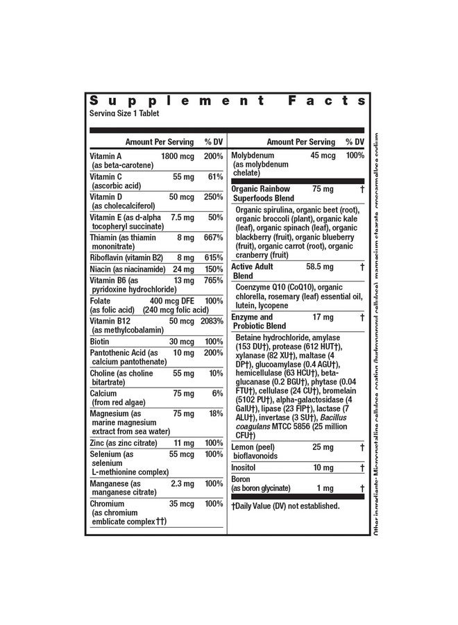 Rainbow Light Adult Multivitamin, Vitamins C & Zinc, B Complex & Choline, Calcium & Vitamin D Supports Bone Health, Energy & Immune Support, Non-GMO, Vegetarian, 90 Tablets - Image 3