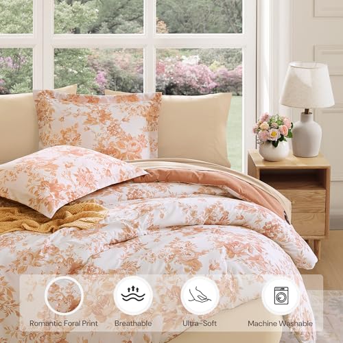 BLOOMHAVEN King Comforter Set -7 Pieces Autumn Leaf Floral Comforter Set for All Seasons, Bed in a Bag King with Botanical Flowers Comforter, Sheets, Pillowcases & Shams - Image 3
