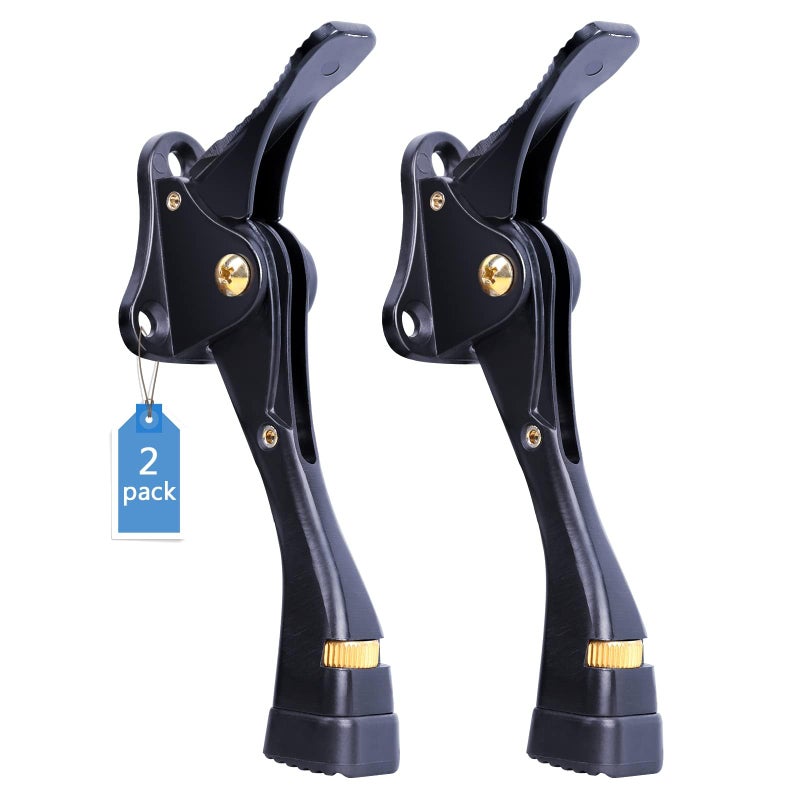 Gotega Door Stopper 2 Pack Kickdown Door Stop for Bottom of Door Adjustable Height and Rubber Tip 4 Inches Heavy Duty Door Stops Kickdown Doorstopper Door Holder Black - Image 2