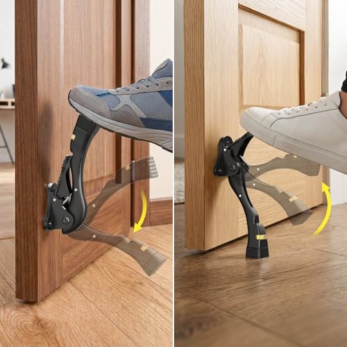 Gotega Door Stopper 2 Pack Kickdown Door Stop for Bottom of Door Adjustable Height and Rubber Tip 4 Inches Heavy Duty Door Stops Kickdown Doorstopper Door Holder Black - Image 3