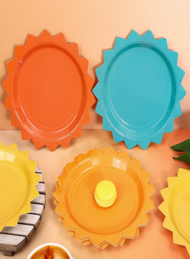 FYSUIMU 48 Pcs Here Comes The Son Party Plates Boho Sun Paper Disposable Plates 7 Inch Colored Sunshine Shape Tableware for First Trip Around the Sun Baby Shower 1st Birthday Summer Table Decor - Image 3
