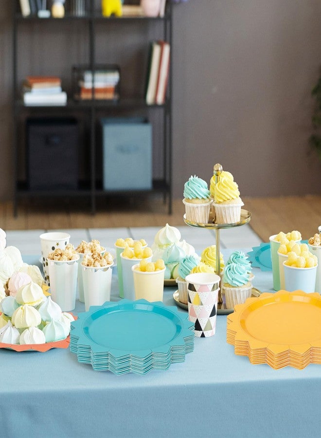 FYSUIMU 48 Pcs Here Comes The Son Party Plates Boho Sun Paper Disposable Plates 7 Inch Colored Sunshine Shape Tableware for First Trip Around the Sun Baby Shower 1st Birthday Summer Table Decor - Image 5