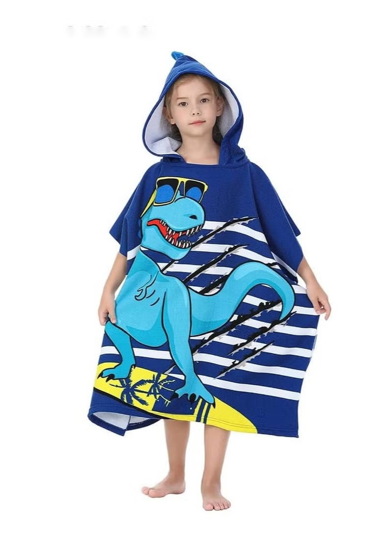 منشفة حمام ديناصور للأولاد الصغار ، منشفة مقنعة للمسبح للأطفال ، معطف منشفة شاطئ مقنع للحمام ، حمام سباحة ، غطاء سباحة على الشاطئ للأولاد من سن 4 إلى 10 سنوات ، 70 سم * 150 سم - Image 1
