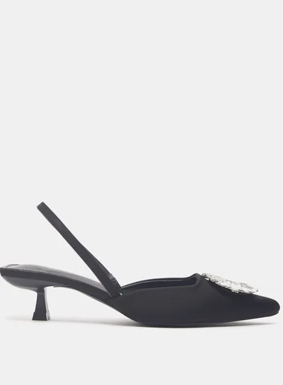 shoexpress Women Embellished Slingback Mules with Kitten Heels
