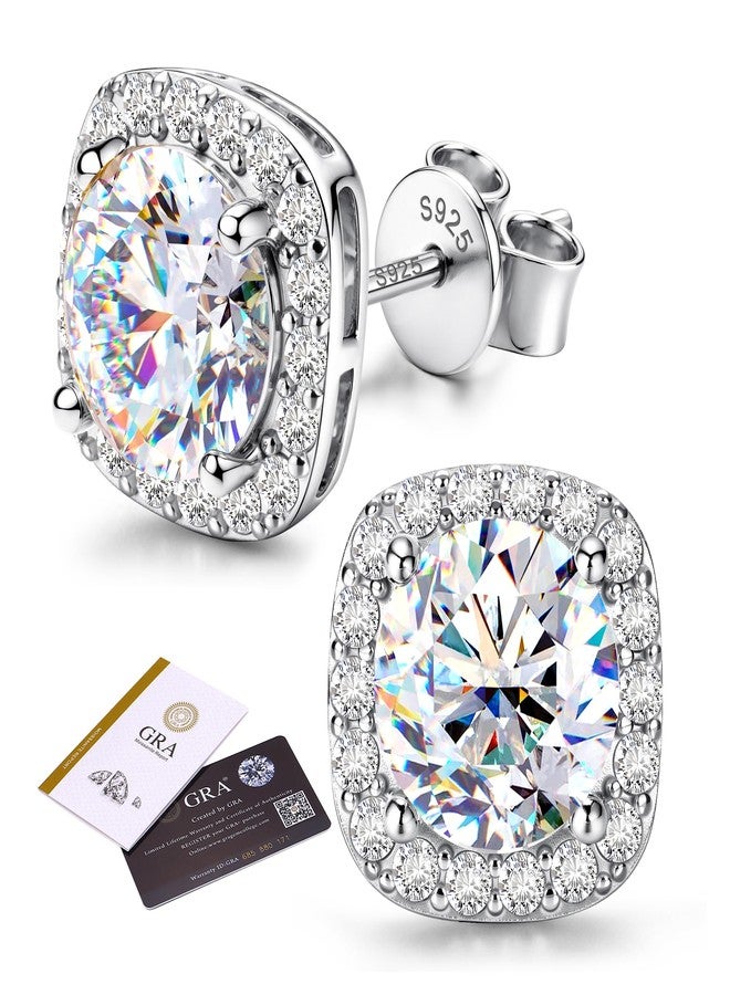 GEMQUEEN Moissanite Halo Earrings Studs : 18K Gold Plated Solid 925 Sterling Silver Stud Earring for Women Men Hypoallergenic Dainty Moissanite Jewelry for Sensitive Ear Round Cut D Color VVS1 1CT-4CT - Image 1