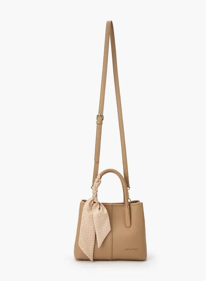 فلورا بيلا من شو إكسبرس Scarf Accent Tote Bag with Detachable Strap and Zip Closure