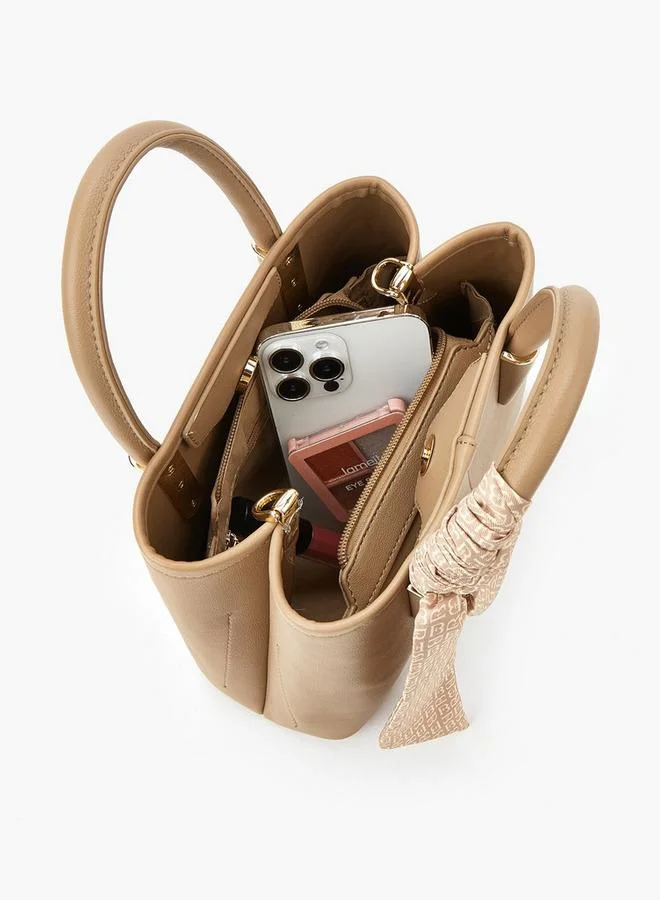 فلورا بيلا من شو إكسبرس Scarf Accent Tote Bag with Detachable Strap and Zip Closure