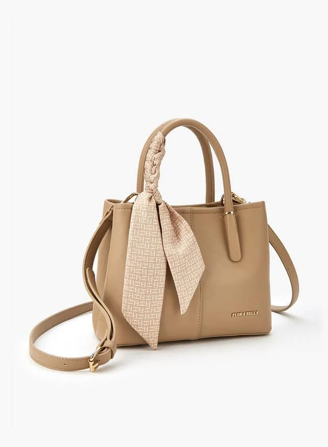 فلورا بيلا من شو إكسبرس Scarf Accent Tote Bag with Detachable Strap and Zip Closure