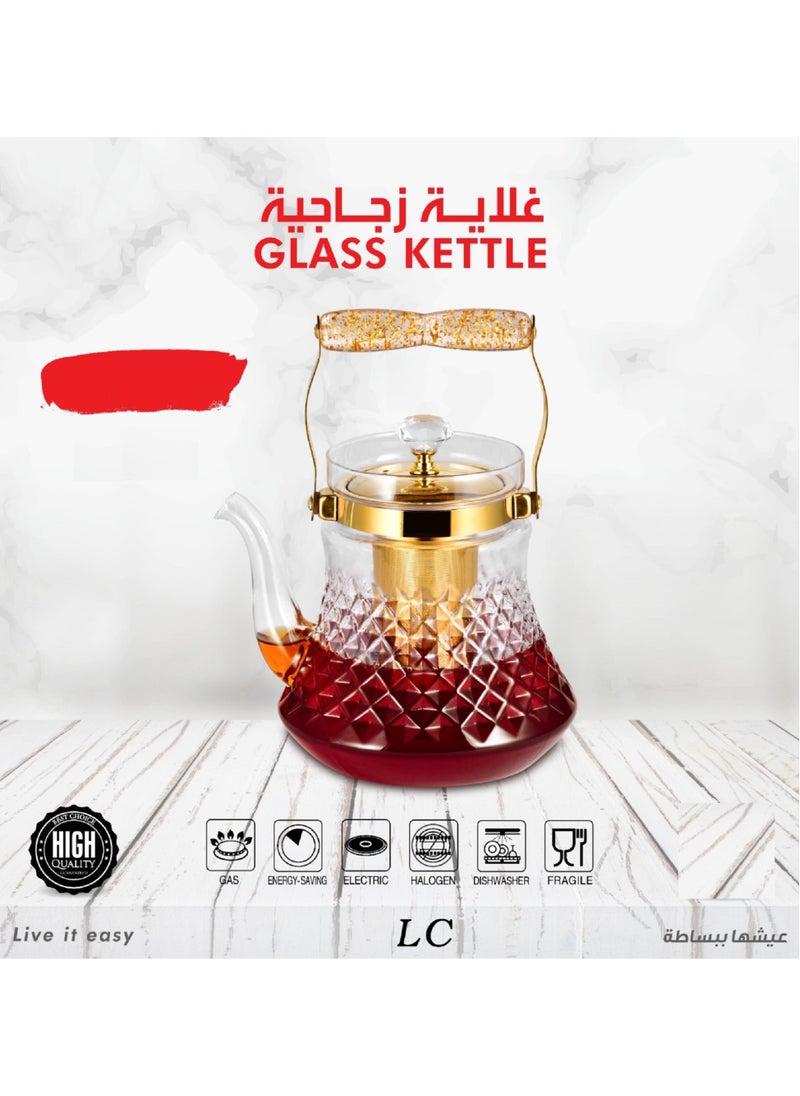 LC - Glass Teapot Kettle With Removable Stainless Steel Infuser Borosilicate Glass Tea Pot With Strainer For Blooming Tea Coffee & Loose Leaf Tea Microwave & Stovetop Safe - Image 1