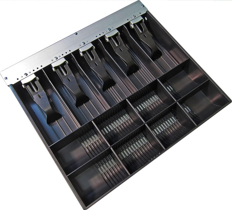 APG Vasario Series Cash Drawer Replacement Tray | Plastic Molded Till for Cash Register| 5 Bill/ 8 Coin Compartments | 14.2" x 12.65" x 2.4" | VPK-15B-10-BX - Image 1