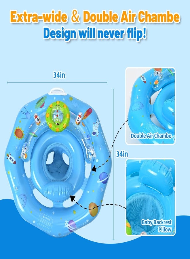 GEEQUFLOAT Baby Pool Float with Canopy, Inflatable Baby Swim Float with UPF50+ Sun Protection, Infant Pool Float with Toy Play Console,Safety Handles & Leashes,Adjustable Safety Seat For Toddler Aged 6-36 Months - Image 4