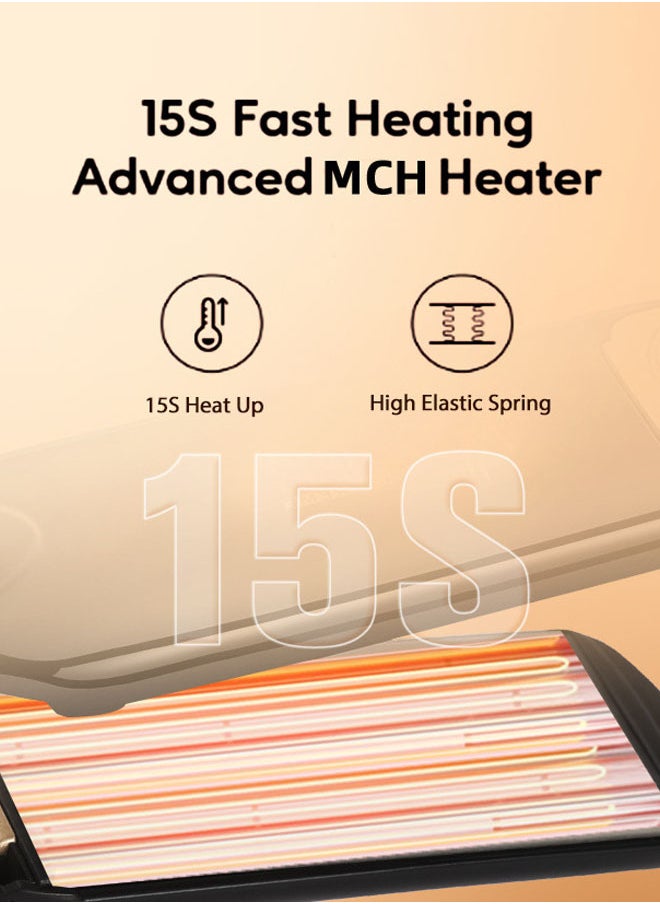MoeHair Hair Straightener,Professional Hair Straightening with 15s Fast Heating, 3D Floating Plates & Ionic Repair Technology for Frizz-Free, Damage-Free StylingMO-5070,Black  - Image 3
