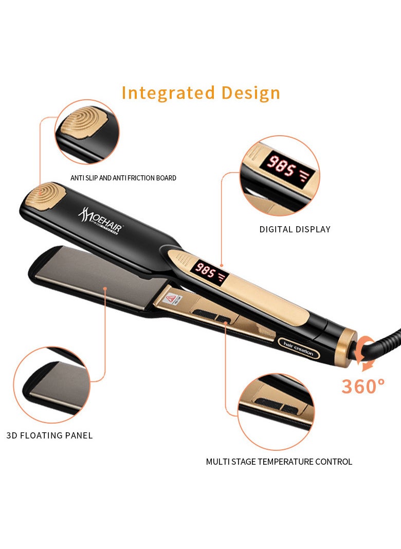 MoeHair Hair Straightener,Professional Hair Straightening with 15s Fast Heating, 3D Floating Plates & Ionic Repair Technology for Frizz-Free, Damage-Free StylingMO-5070,Black  - Image 5