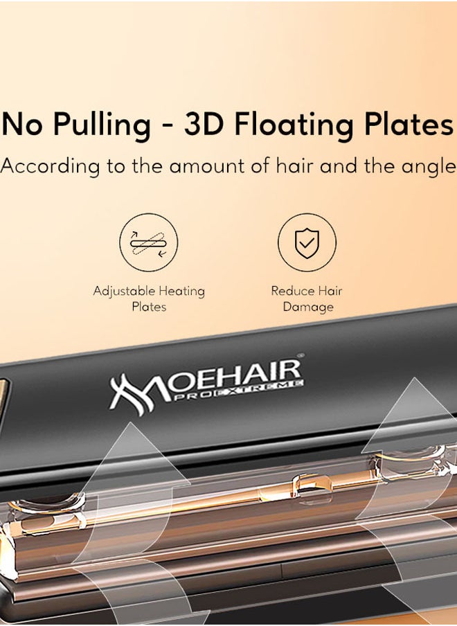 MoeHair Hair Straightener,Professional Hair Straightening with 15s Fast Heating, 3D Floating Plates & Ionic Repair Technology for Frizz-Free, Damage-Free StylingMO-5070,Black  - Image 4
