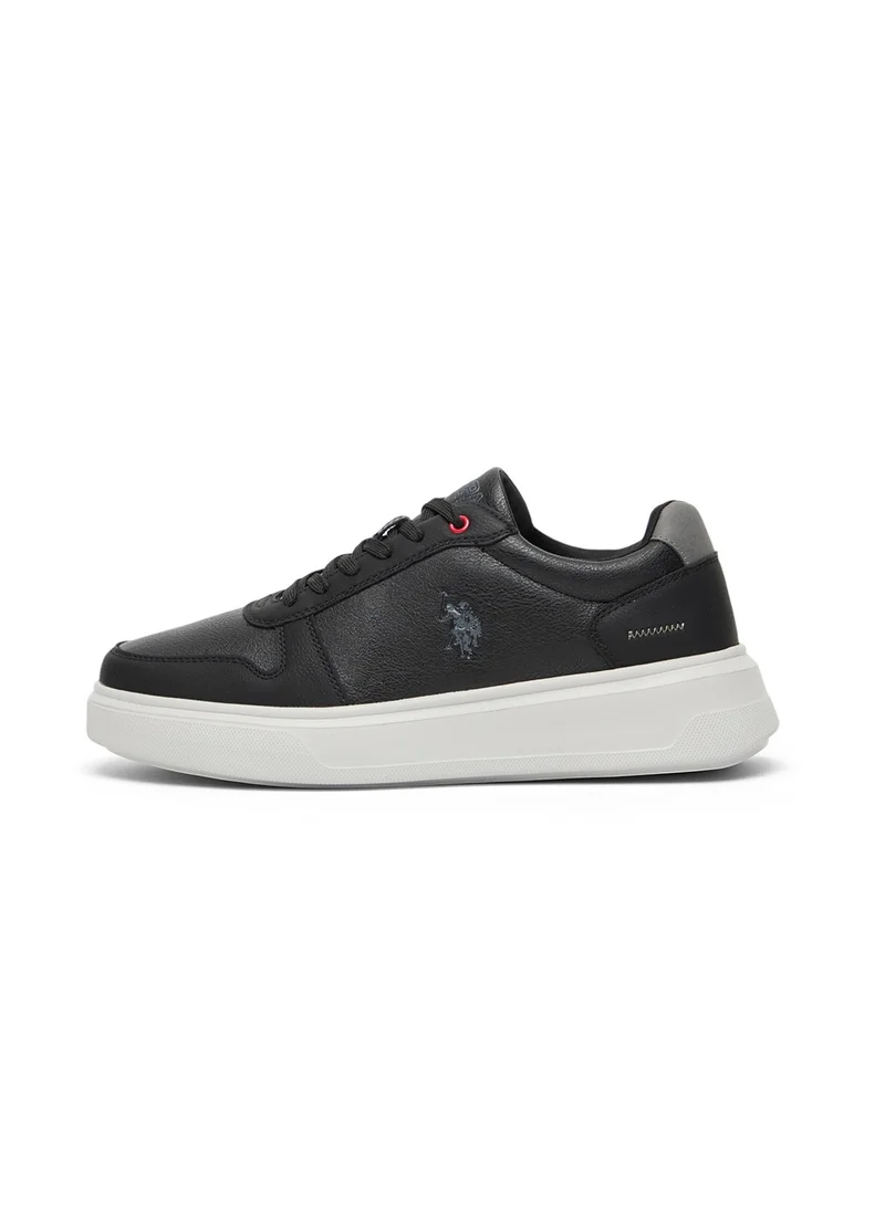 يو اس بولو اسن Men's Black Low-Top Casual Sneakers – Classic Style with Durable Sole for All-Day Comfort