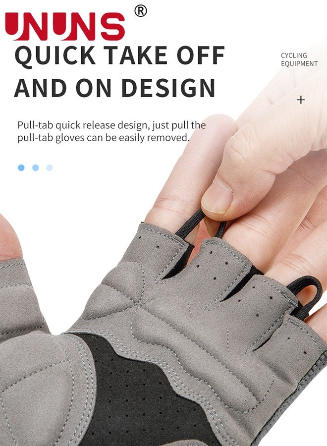 UNUNS Cycling Gloves,Sports Cycling Bike Gloves For Men Women,Half Finger Bike Gloves With Gel Padded,Shock-Absorbing Anti-Slip Breathable Road Biking Gloves For Cycling Training Workout,Black M  - Image 5