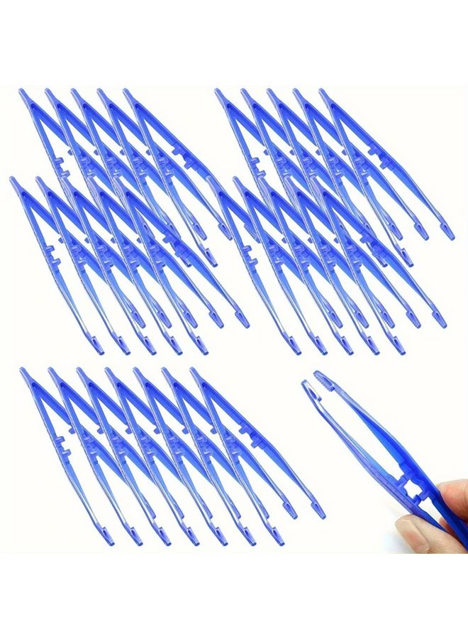 30 قطعة من ملاقط البلاستيك الزرقاء ذات الاستعمال الواحد، ملاقط الإسعافات الأولية للضمادات الطبية ومختبر العلوم - Image 1