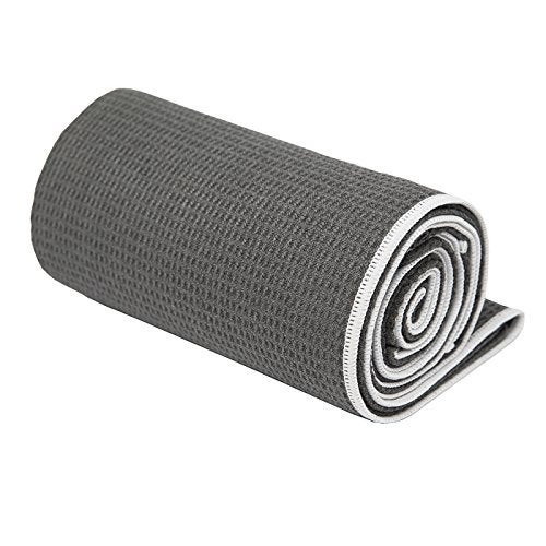 Shandali Stickyfiber Hot Yoga Towel - Silicone Backed Yoga Mat-Sized, Absorbent, Non-Slip, 24" x 72" Bikram, Gym, and Pilates - (Gray, Standard) - Image 2