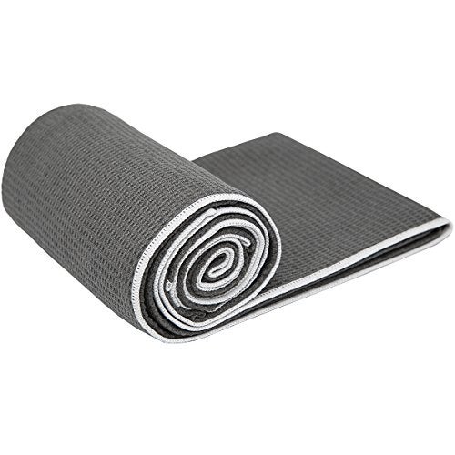 Shandali Stickyfiber Hot Yoga Towel - Silicone Backed Yoga Mat-Sized, Absorbent, Non-Slip, 24" x 72" Bikram, Gym, and Pilates - (Gray, Standard) - Image 5