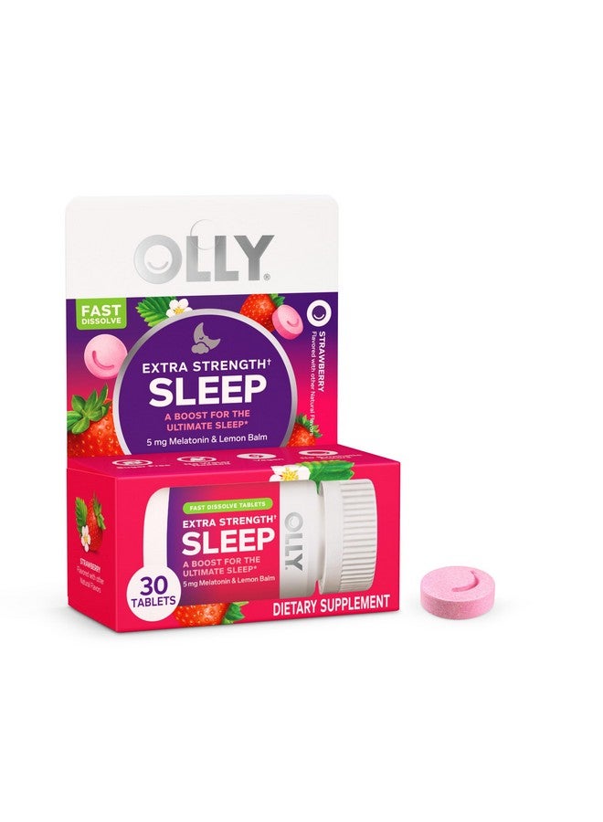 OLLY OLLY Extra Strength Sleep Fast Dissolve Tablets, 5mg Melatonin, Vegan, Strawberry - 30ct  - Image 1