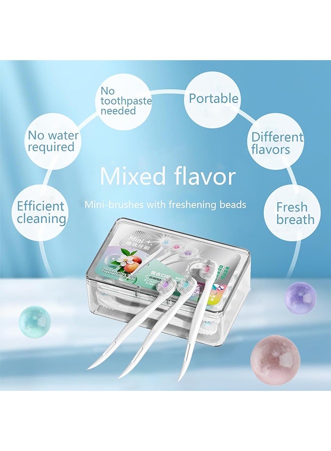 Generic 20 Pcs Mini Brushes with Freshening Beads, 3 Flavors Mixed Pack, Disposable Toothbrushes for Work or Travel (Mint Flavor - Peach Flavor - Jasmine Flavor)  - Image 2