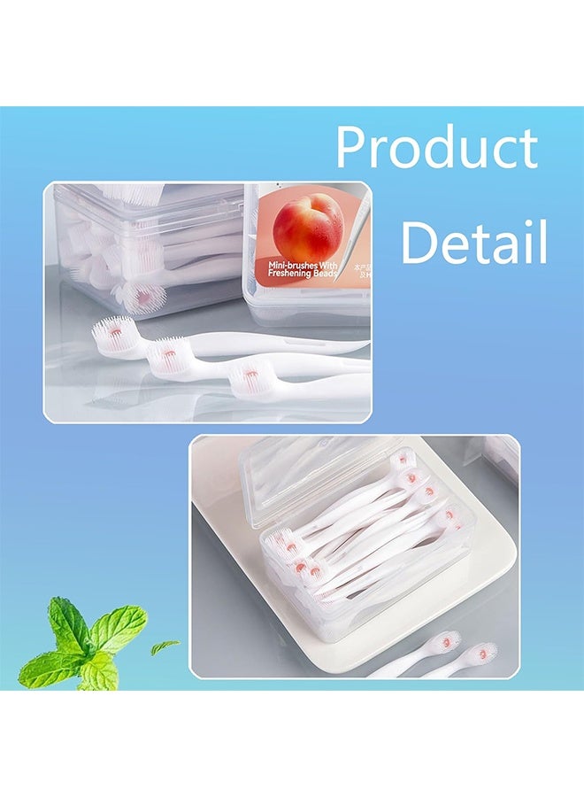 Generic 20 Pcs Mini Brushes with Freshening Beads, 3 Flavors Mixed Pack, Disposable Toothbrushes for Work or Travel (Mint Flavor - Peach Flavor - Jasmine Flavor)  - Image 4