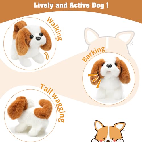 KSABVAIA Plush Saint Bernard Toy Puppy Electronic Interactive Dog Walking Barking Tail Wagging Stretching Companion Animal for Kids Toddlers - Image 5