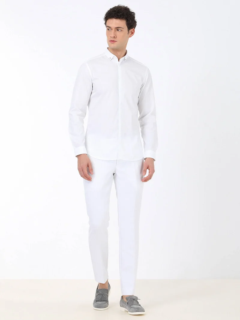 كيب White Plain Slim Fit Woven Classic Cotton Shirt