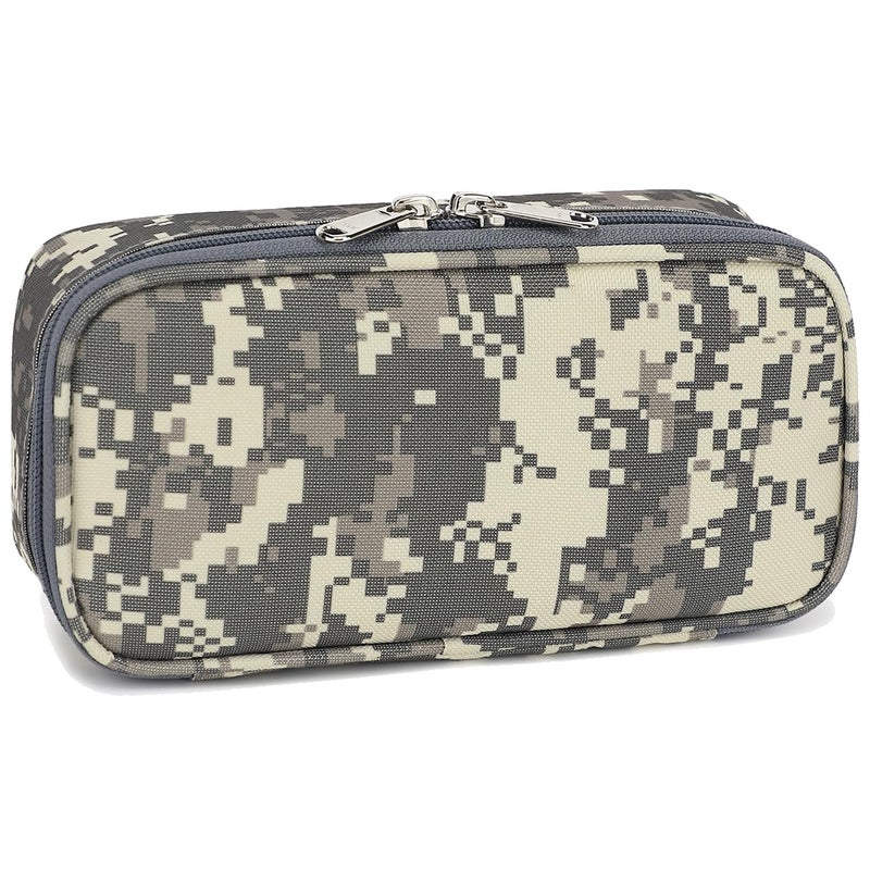 FlowFly Large Capacity Pencil Case for Kids Boys Girls Zippered MultiFunctional Pen Pouch Soft Portable Pencil Bag for School Teens Students Digital Camo