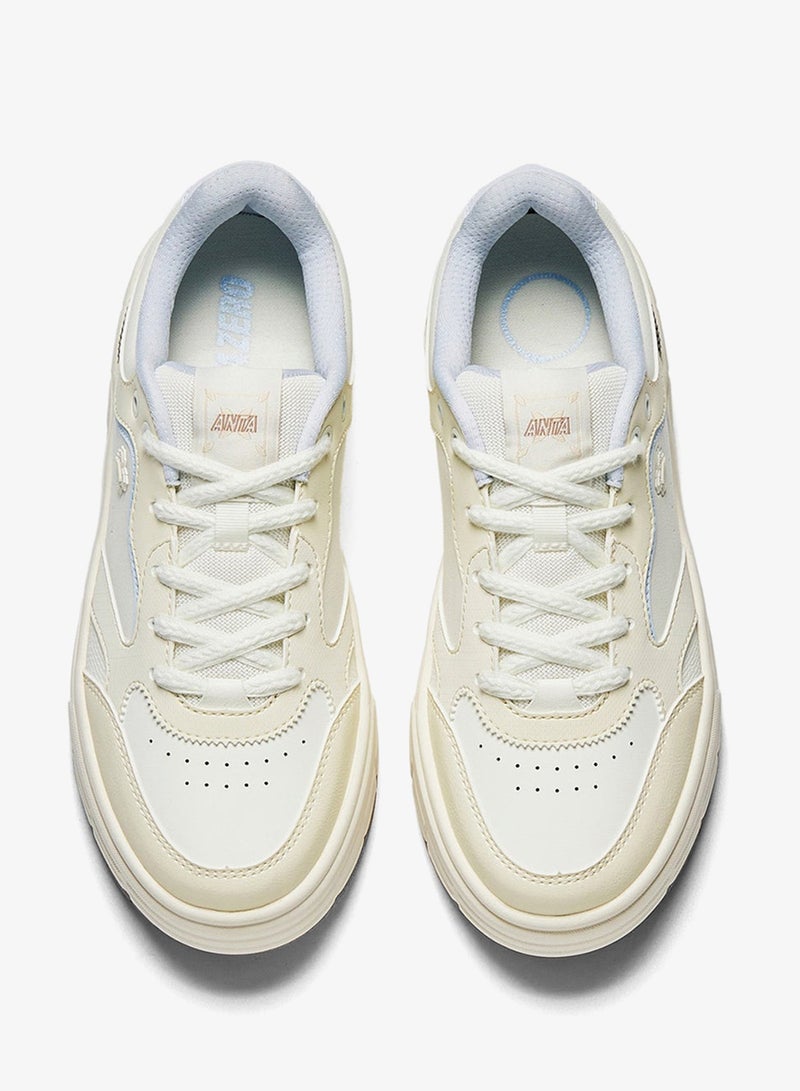 ANTA Women’s Platform Court Sneakers – Retro Casual White Trainers - Image 3