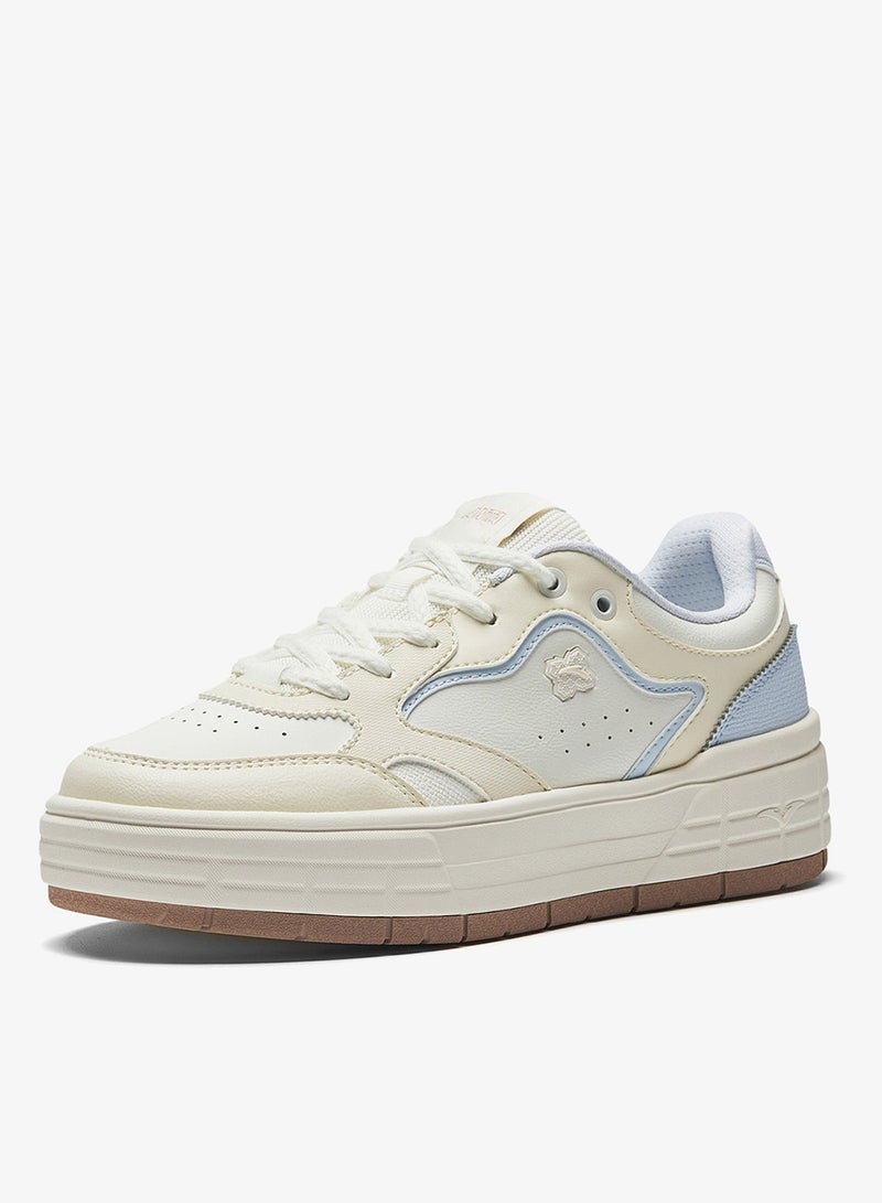 ANTA Women’s Platform Court Sneakers – Retro Casual White Trainers - Image 2