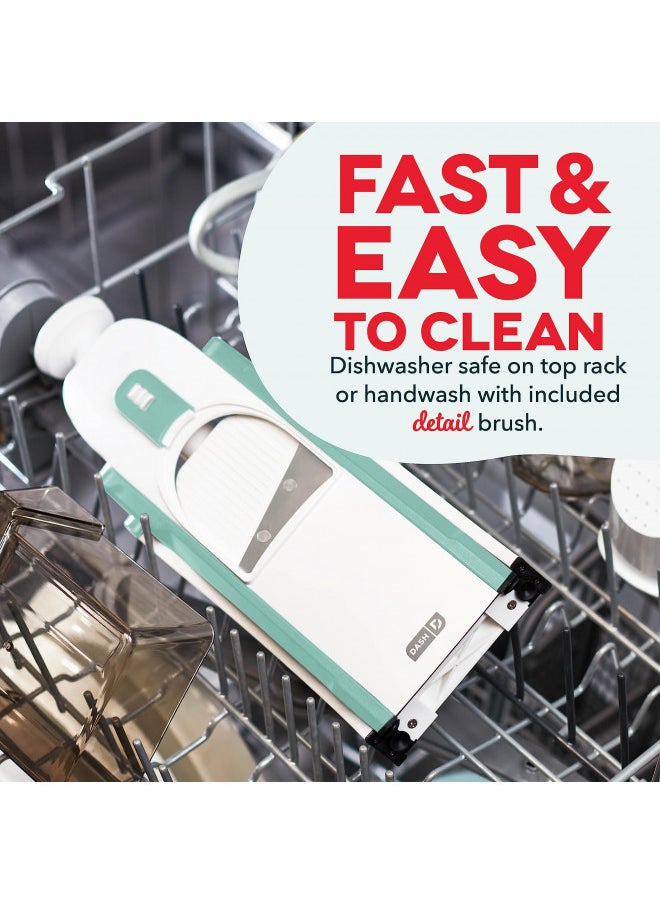 Dash DASH Safe Slice® Mandoline Slicer, Julienne + Dicer for Vegetables, Meal Prep & More with 30+ Presets & Thickness Adjuster - Aqua  - Image 4