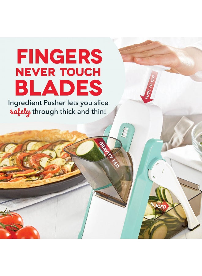Dash DASH Safe Slice® Mandoline Slicer, Julienne + Dicer for Vegetables, Meal Prep & More with 30+ Presets & Thickness Adjuster - Aqua  - Image 2