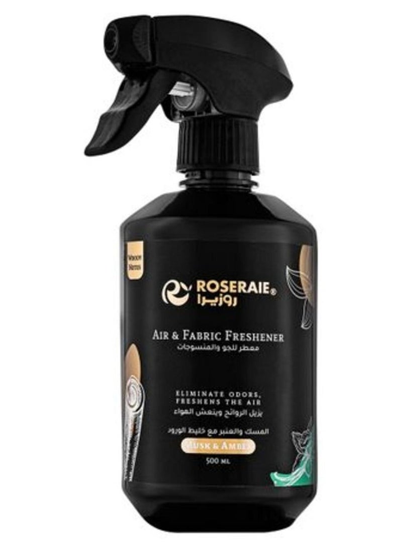 معطر للهواء والأقمشة برائحة المسك والعنبر الأسود من روزيراي، 500 مل