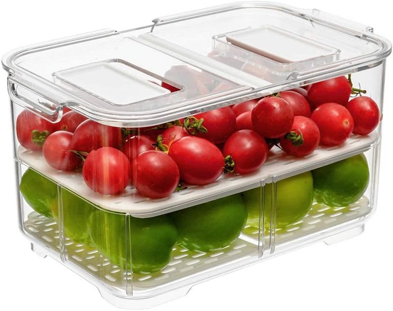 SANNO Vegetable Fruit Storage Containers, Produce Saver Containers Refrigerator Storage Containers Fresh Produce Saver with Lids and Vents,Stackable Salad Lettuce Keeper for Refrigerator - Image 3