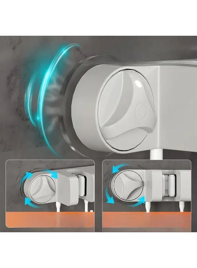 White No Drill Wall Mounted Broom Holder Heavy Duty Suction Cup Mop Organizer Adjustable Clamp - Image 5