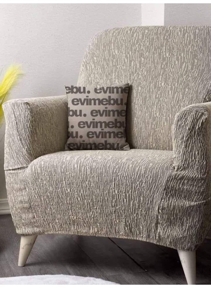 Modern living room furniture cover set, 4-piece set (sofa and chairs), beige. - Image 1
