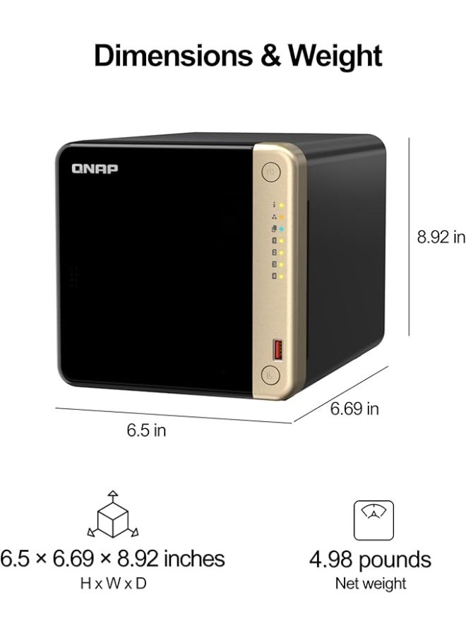 QNAP TS-464-8G-US 4 Bay High-Performance Desktop NAS with Intel Celeron Quad-core Processor, M.2 PCIe Slots and Dual 2.5GbE (2.5G/1G/100M) Network Connectivity (Diskless) - Image 3