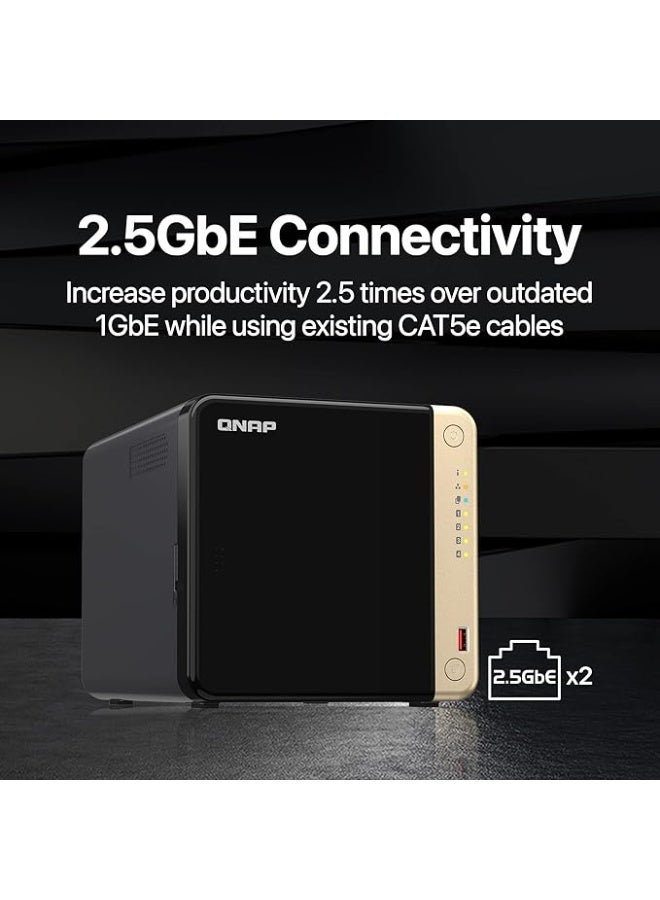 QNAP TS-464-8G-US 4 Bay High-Performance Desktop NAS with Intel Celeron Quad-core Processor, M.2 PCIe Slots and Dual 2.5GbE (2.5G/1G/100M) Network Connectivity (Diskless) - Image 4