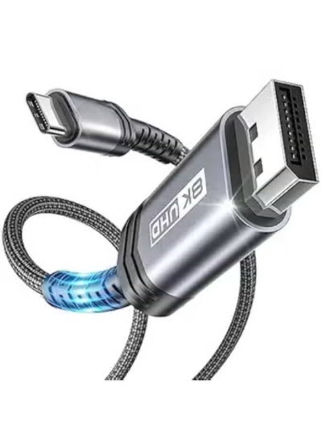 JSAUX USB-C to DisplayPort 1.4 Cable 6.6ft – 8K@60Hz, 4K@144Hz, 32.4Gbps Bandwidth – HDR Support, Thunderbolt 4/3 Compatible - Image 1