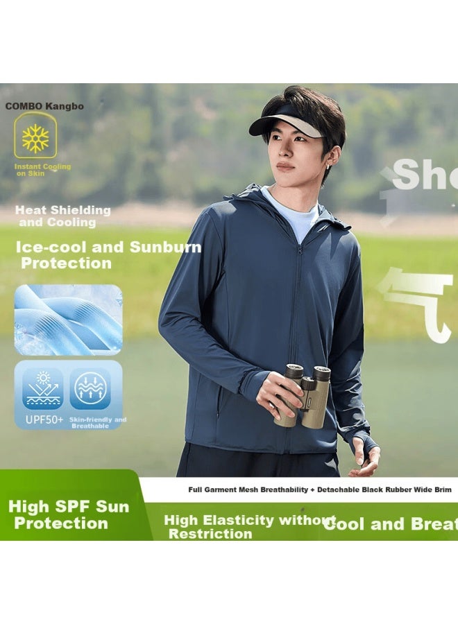 Combo Men's Ice Silk Summer Uv Protection Ultra-thin Breathable Cycling Outdoor Sun Protection Jacket Women's Fishing Coat - Image 2