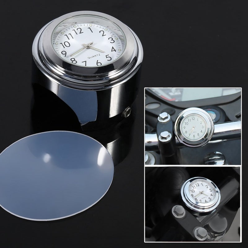7/8" 1" Motorcycle Handlebar Mount Watch Precise Time Keeping Dial Clock White - Image 5
