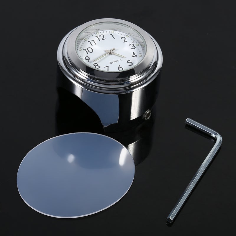 7/8" 1" Motorcycle Handlebar Mount Watch Precise Time Keeping Dial Clock White - Image 2
