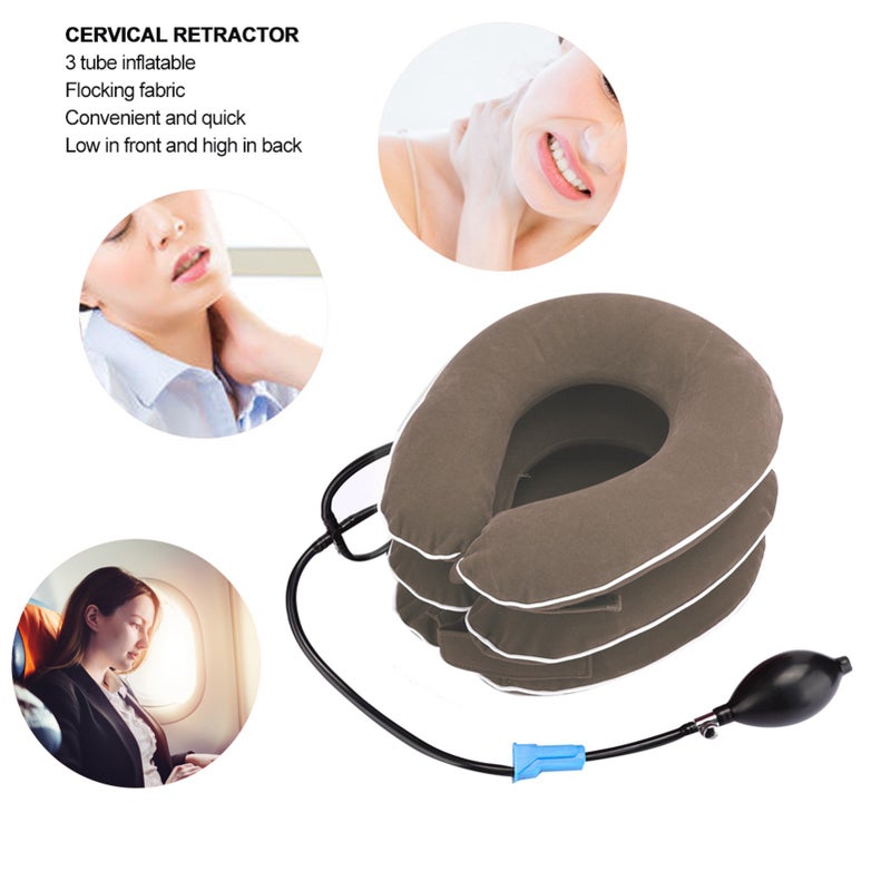 Inflatable Cervical Collar Adult Home Neck Stretching Devices Traction Support BraceGray - Image 3