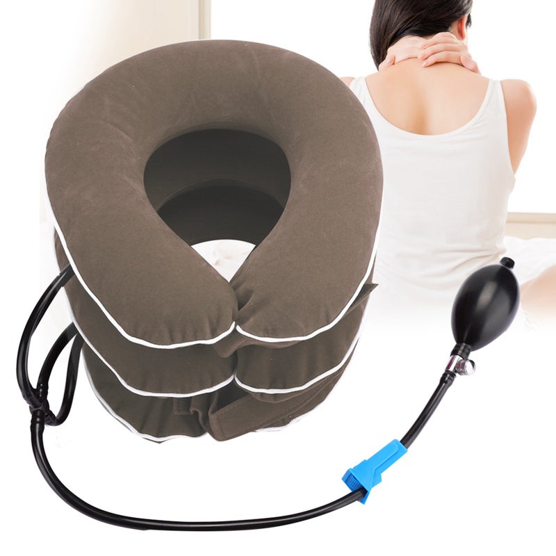 Inflatable Cervical Collar Adult Home Neck Stretching Devices Traction Support BraceGray - Image 4