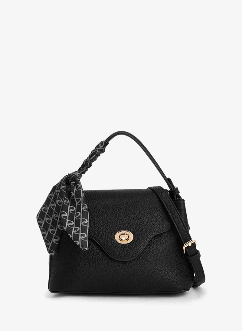 Paprika Textured Satchel Bag With Scarf